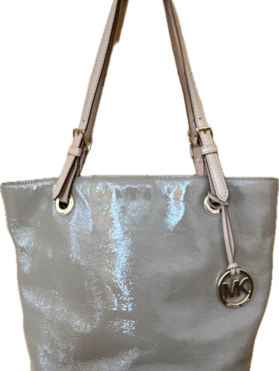Michael Kors Handbags - Michael Kors Light Gray Patent Tote with Gold Hardware